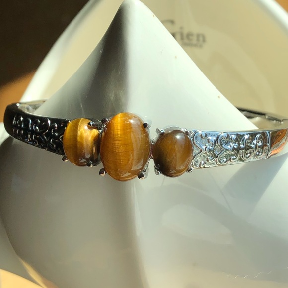 NWT Tiger Eye Stainless Steel Bangle Bracelet - Picture 5 of 8